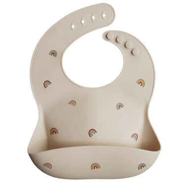 Mushie Silicone Baby Bib, Rainbows